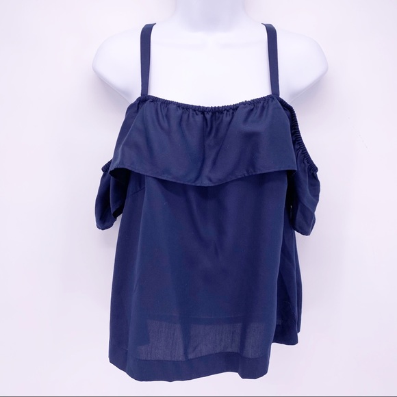 LOFT Tops - LOFT Navy Blue Cold Shoulder Tank Top Blouse Sz XS